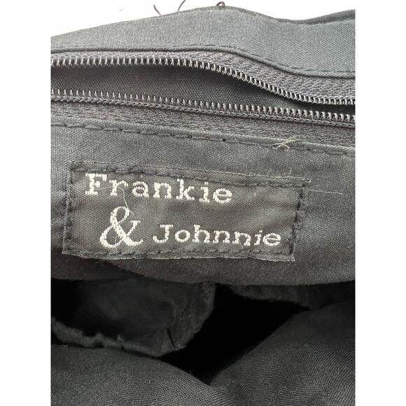 Woven Knit Purse Bag Shoulder Leather Black Brown Medium Sized Frank Johnny - Picture 5 of 5